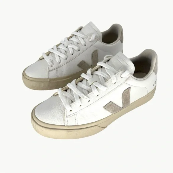 Veja Campo Chromefree Leather Low Sneakers | Sz 39 | Extra White Natural Suede - Picture 11 of 14